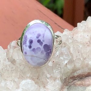 BOUTIQUE NATURAL TIFFANY STONE 925 SILVER RING, 7